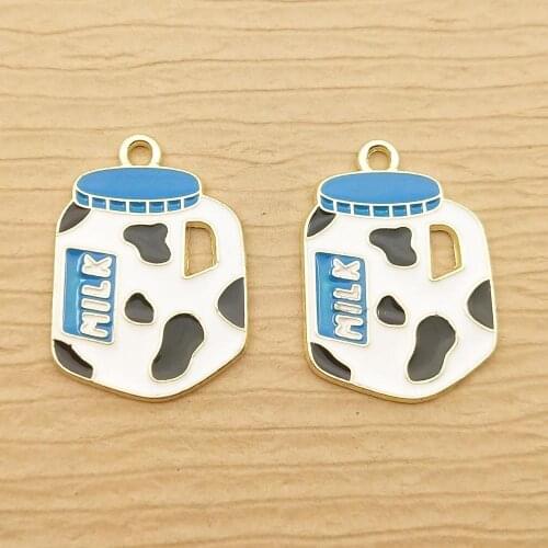 10pcs 20x27mm enamel milk box charms for jewelry making earring pendant bracelet necklace charms diy design charms