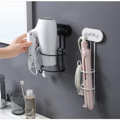 2021 Curling Iron Wall-Mount Hair Dryer Holder Hair Straightener Rack Metal Simple Blow Dryer Storage Bathroom Hair Dryer Shelf