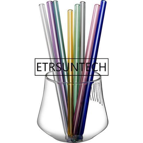 300pcs/lot 18cmx8mm Colorful Glass Straws Straight Drinking Straws Reusable Straws Healthy, Reusable, Eco Friendly