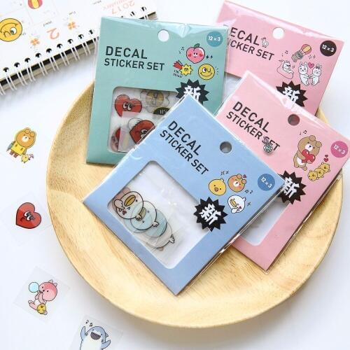 36PCS New Lovely Small Fresh Cartoon Transfer Sticker Children Stationery For DIY Albums Scrapbooking Diary Decoration Depicting