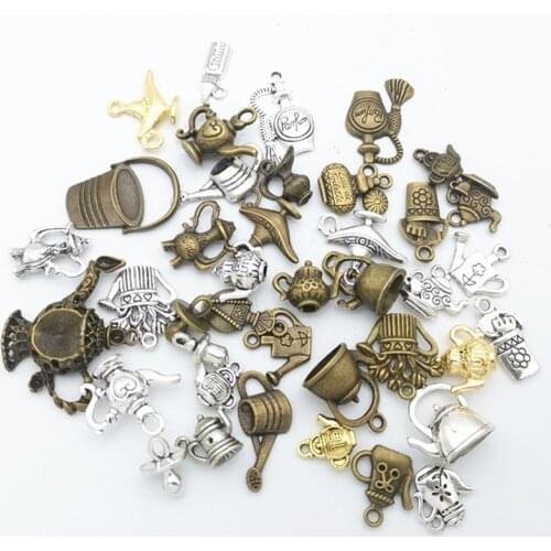50g 100g Teapot Kettle Watering Can Mixed Charms Pendant Bracelets Necklaces Accessories for Craft Jewelry Making Components DIY