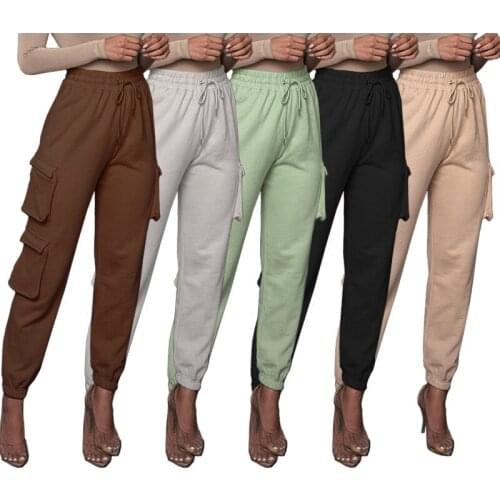 Casaul Cargo Pants With Pocket Long Pants Has Streetwear Solid Color High Wiast Summer Clothes For Women Streetwear Outfit