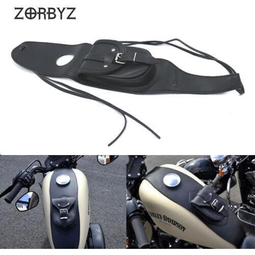 Black PU Leather 4.5 Gallons Tank Cap Cover Panel Bag For Harley Sportster XL883 1200