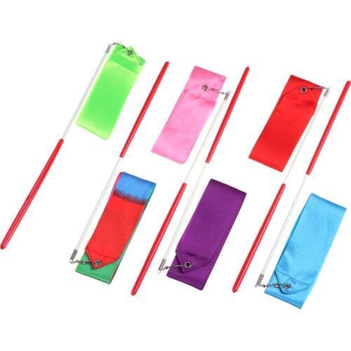 Colorful 2M Dance Ribbon Gym Rhythmic Gymnastics Art Gymnastic Ballet Streamer Twirling Rod Outdoor Sport Games