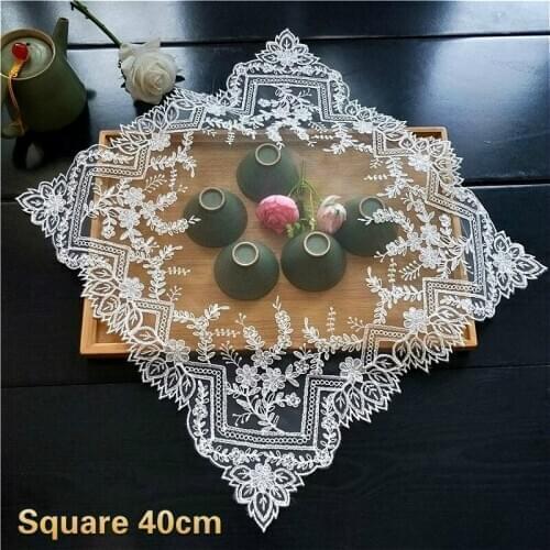 French Romantic Lace Embroidered Square Placemat Coffee Cup Table Mat Coaster Cover Banquet Party Wedding Furniture Decoration