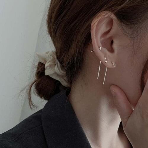Geometric Hook Ear Jewelry New Trendy Silver Color Stud Earrings For Women Fashion Simple Jewelry Gifts