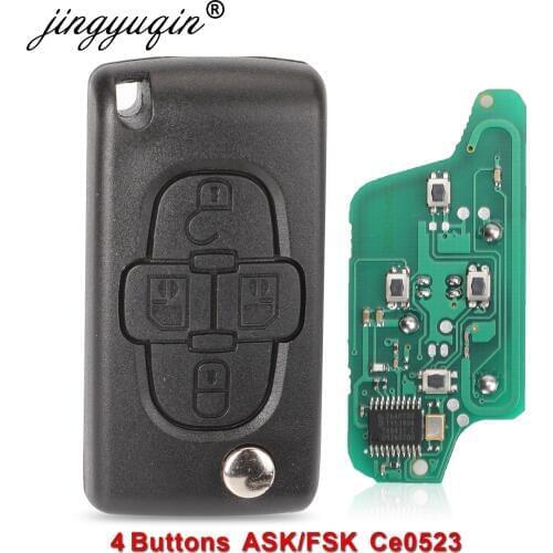 Jingyuqin 10x CE0523 ASK/FSK 433Mhz 4 Buttons Remote Key Fob Control For Peugeot 1007 For Citroen Flip Floding C8 VA2/HU82 Blade
