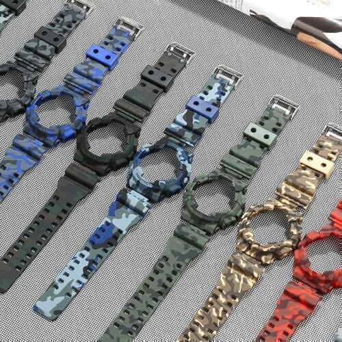 Camouflage Watch Band and bracelet Replacement belt Suit For g shock GD120/GA-100/GA-110