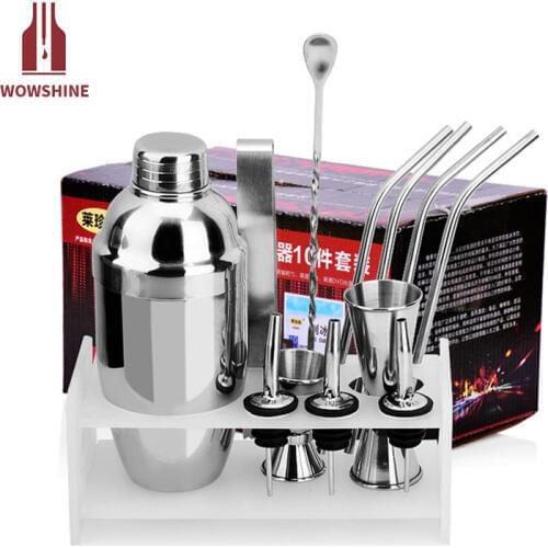 16Pcs/set Stainless Steel Cocktail Shaker Bar Set Wine Martini Drinking Mixer Boston Style Shaker For For Party Bar Tool