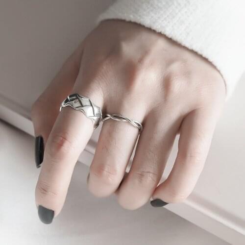 Orgin Summer Minimalist Silver Color Stripe Open Ring for Women Vintage Twisted Adjustable Ring Everyday Jewelry Accessories