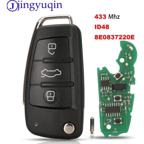 Jingyuqin Remote 3Buttons Car Key Shell For Audi A4 231G Folding Flid 433mhz ID48 Chip 8E0837220E 2005 Years
