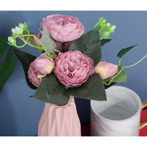 Beautiful Rose Rayon Flower Family Wedding Party Decoration High Quality Home Decoration Autumn Bouquet Mousse Peony Fake Flower