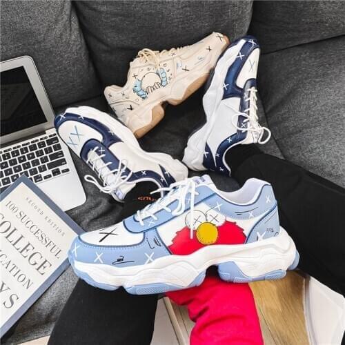 Superstar Cartoon Mens Sneakers Print Fashion Platform Shoes For Male Streetwear Chunky Trainers Shoes Men zapatillas de hombre