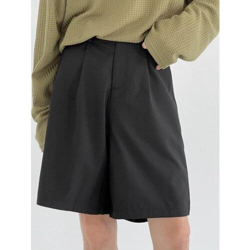 Summer Fashion Suit Shorts Men Korean Loose Casual Button Mens Shorts Black Street Wide-Leg Men Shorts 2021 New