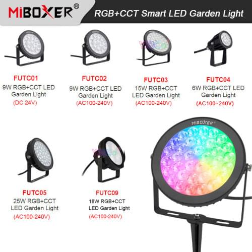 Miboxer Waterproof RGB+CCT Smart LED Garden Lamp 6W 9W 15W 18W 25W Lawn Light 24V 110V 220V Outdoor Lighting Remote/APP control