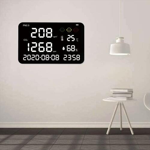 Multifunctional Carbon Dioxide Detector Wall Mounted Larger Screen Air Quality Monitor PM2.5 Gas Detector CO2 Meter Monitor