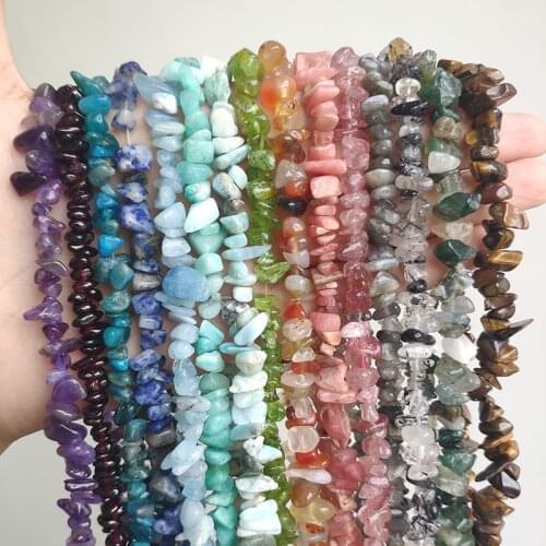 Natural Chips Stone Beads 5-8mm 15 Styles Irregular Loose Gravels Beads for Jewelry Making DIY Bracelet Necklace 33inch