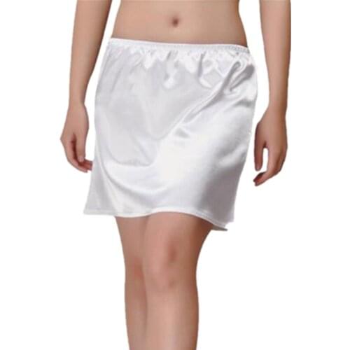 Black White Half Slip Petticoat Women Short Slips Underskirt Ladies Soft Underwear Sexy Elastic Waist Solid Mini Slip For Dress