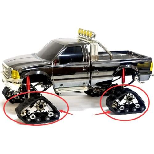 New Aluminum alloy Front and Rear set Snow wheel Sandmobile Conversion 4pcs Tracks tire for Tamiya F350 1/10 Crawler car