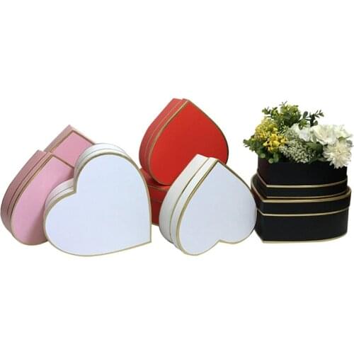 2pcs heart boxes pure color foil gold lines party gift packing, flower case Valentines day birthday, Engagement holder
