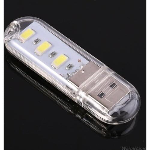 Portable Keychain USB Power 3 LED White Night Light U Disk Shape Lamp Cover M06 21 Dropshipping