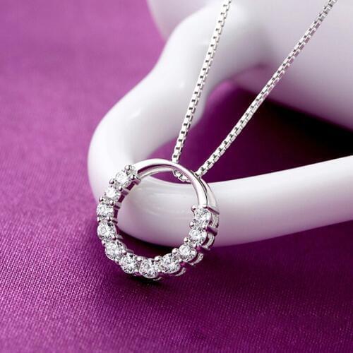 Simple 925 sterling silver Simple Necklace Jewelry Cubic Zircon Wedding Engagement Pendants Necklaces for Women Gifts