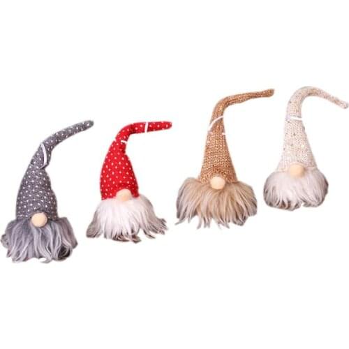 Christmas Handmade Swedish Gnome Santa Plush Doll with LED Light Ornaments Hanging Xmas Tree Holiday Home Party Decor