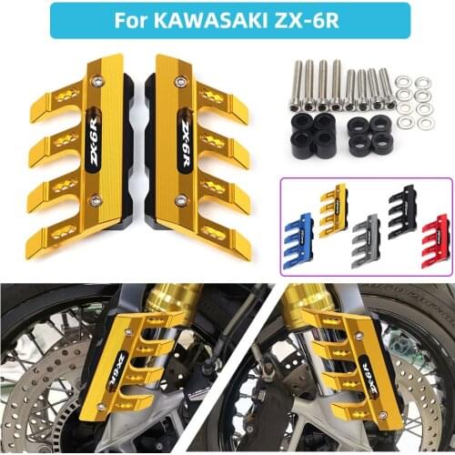 With Logo For KAWASAKI ZX-6R ZX6R ZX 6 Motorcycle Accessories CNC Aluminum Front Mudguard Anti-Drop Slider Protector Cover