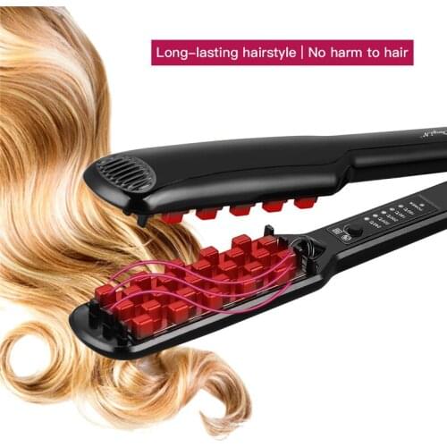 2 IN 1 Hair Crimper Volumizer Ceramic Professional Hair Fluffy Corrugated Curler Flat Iron Corn Hair Splint Perm