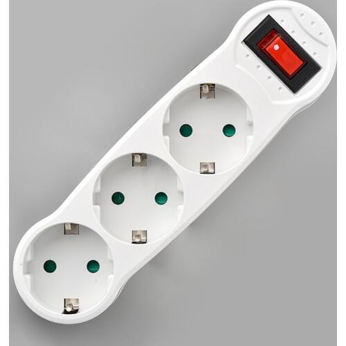 Esooli European Type Conversion Plug 1 TO 3 Way EU Standard Power Adapter Socket With Neon Indicator 16A Travel Plugs