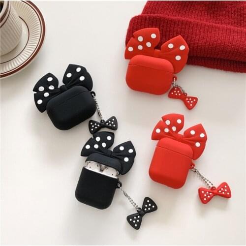 Cute Mickey Minnie airpods pro protective cover cartoon apple black red silicone soft shell headset cover