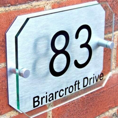 House number House Door Number Wall Plate Sign Name Plate Glass Effect Acrylic Aluminum Door sign