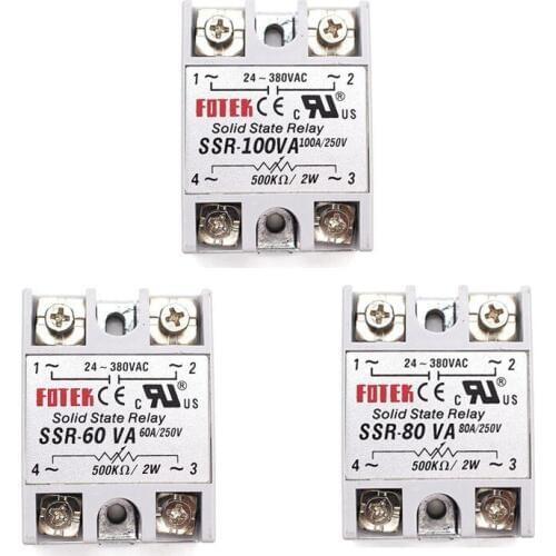Solid State Relay 12v 24v SSR-60VA SSR-80VA SSR-100VA 60A 80A 100A Relais Regulator AC SSR 60VA 80VA 100VA Rele Power Supply