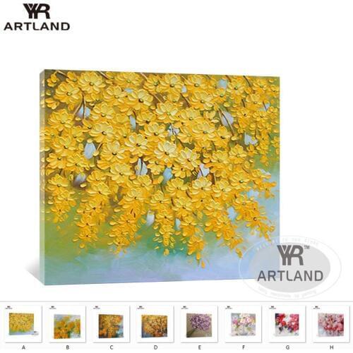 Wall decoration knife draw thick oil 100%Handmade canvas oil painting yellow flowers wall art picture for living room bedroom