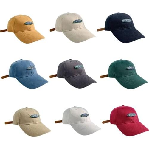 Unisex Harajuku Hip Hop Letters Label Logo Baseball Cap Solid Color Summer Sun Protection Visor Adjustable Trucker Hat