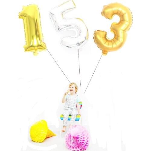 1st baby birthday party decorations kids balloons 32inch rose gold number 7pcs sliver star shower surprise globos