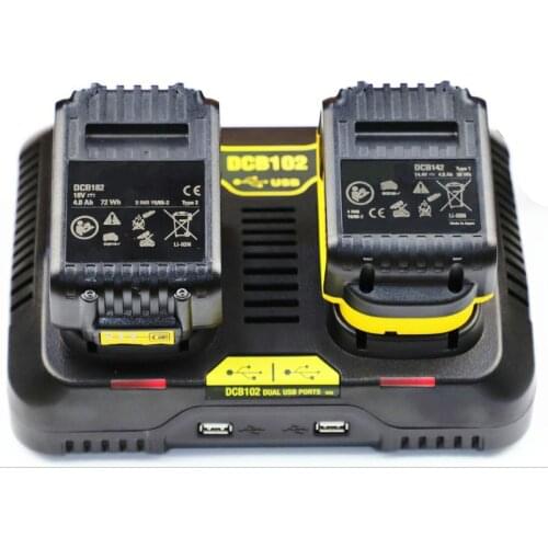 5A For DCB102 DeWALT dual-charge lithium battery charger 10.8V/14.4V/18V two USB ports Fast Charger