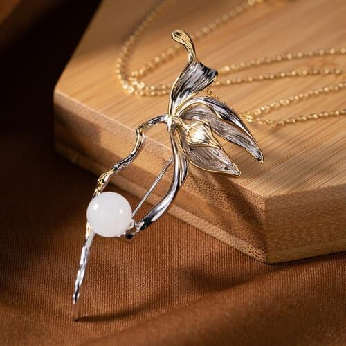 925 Sterling Silver Butterfly Brooch Women Jade Pins Luxury Fine Jewelry Pendant Brooches Elegant Pin Gift Mother Girlfriend