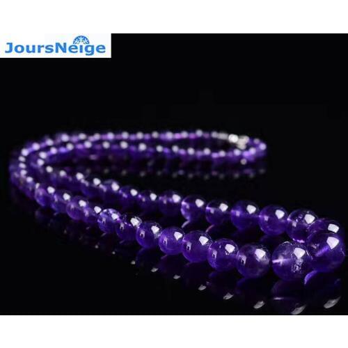Wholesale Purple Natural Crystal Necklace Beads Tower Chain Ball Necklace Lucky for Women Girl Sweater chain Jewelry JoursNeige