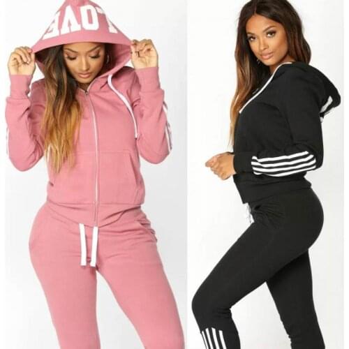 Winter Tracksuit Women Set Harajuku Sportwear Hooded Sweatshirt Zipper Hoodie Pants Two Piece Set Ensemble Female Suits