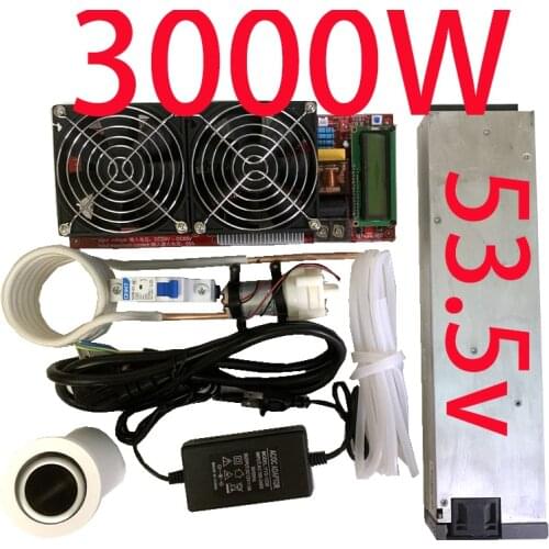 3000W 53.5A ZVS High Frequency Induction Heater Module Flyback Driver Heater Good Heat Dissipation + Coil +pump +power+crucible