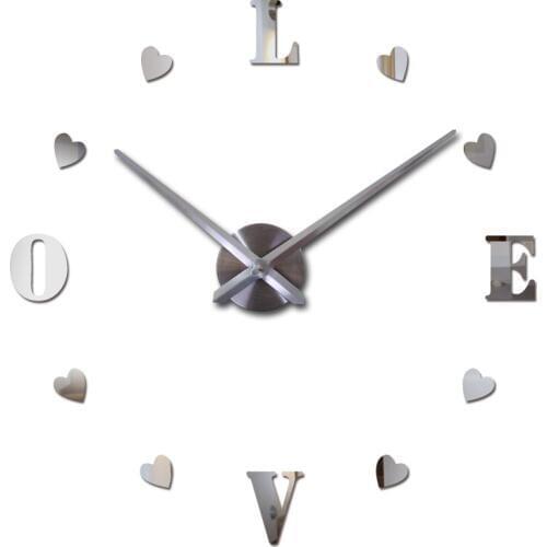 3d clocks horloge watch sale new diy acrylic mirror wall clock Home Decoration Quartz Modern Living Room