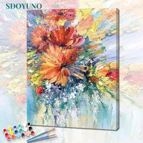 SDOYUNO Acrylic Paint By Numbers Flowrs DIY Oil Painting By Numbers On Canvas 60x75cm Number Painting Home Decor Wall Art
