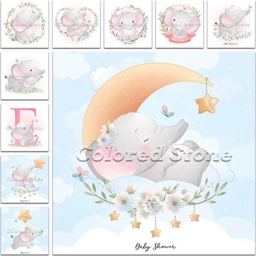 New Diamond painting Cartoon Animals Flower elephant moon 5D DIY Full Square Drill embroidery Cross stitch 3D mosaic Drawing 176