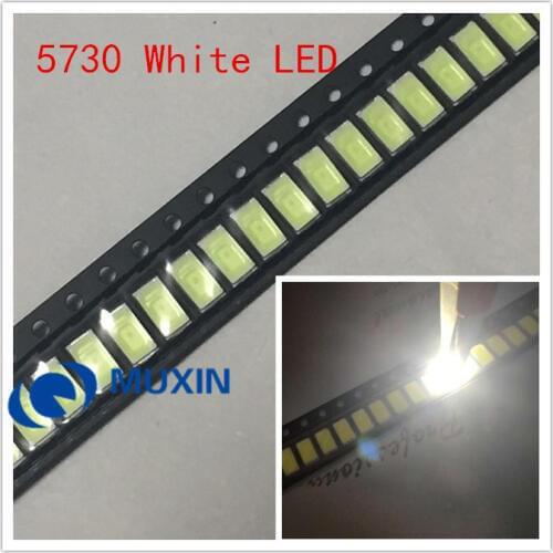 B0057 200pcs 5730 0.5W-150Ma 50-55lm 5600K-6400K White Light SMD 5730 LED 5730 diodes (3.2~3.4V)