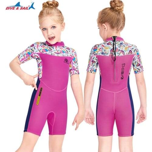 One Piece Neoprene Wetsuit Long Sleeve Swimming Snorkeling Surfing Suit Swimsuit ChildrenS Short Sleeve Shorts 2.5mm Wetsuit