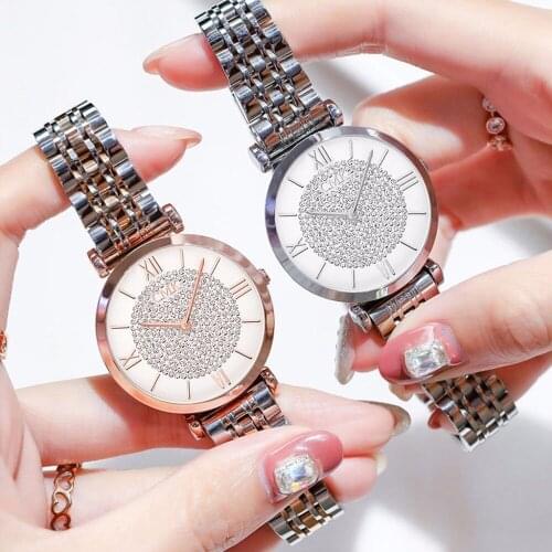 Montre femme marque de luxe stainless steel with rhinestone watch casual ladies quartz clock Relogio Feminino Dropshipping