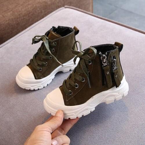 Childrens Shoes Autumn Winter New boys girls Martin boots Anti-kick Soft bottom Wearable leather boots