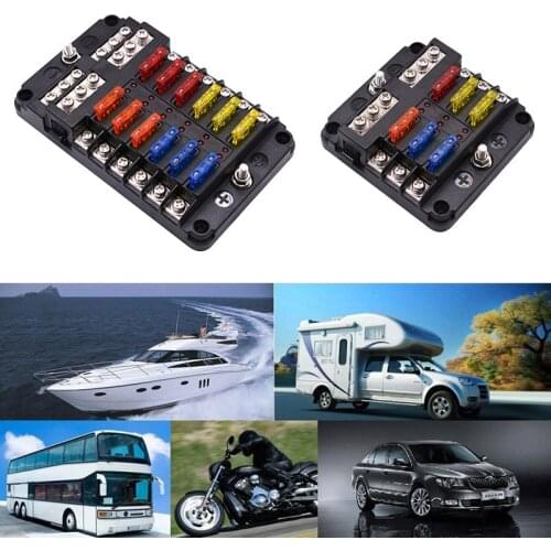 6 12 Way Fuse Box Holder With LED Warning Indicator Light Plastic Cover Blade Block For Auto Car Boat Motor Yacht Marine Trike