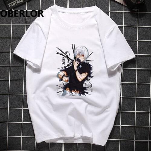 Horror T Shirts Tokyo Ghoul Streetwear Printed Men T-shirt Japan Anime Kaneki Ken Hip Hop Harajuku Summer Pride Off White Tshirt